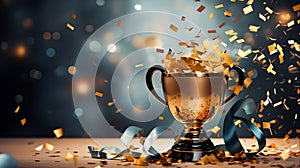 The Golden Achievement Winner Trophy Symbolizes Triumph and Glory - Celebrating Success and Recognition, Generative Ai photo