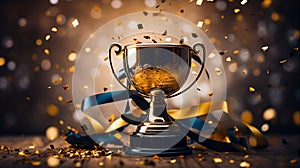 The Golden Achievement Winner Trophy Symbolizes Triumph and Glory - Celebrating Success and Recognition, Generative Ai photo