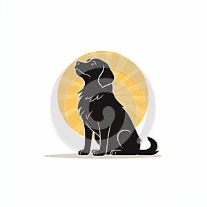 Golden Age-inspired Black Dog Silhouette Logo With Sun