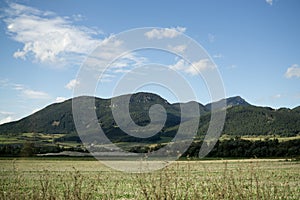 Golden Fields and with crops during cloudy sky. Slovakia