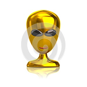 Golden alien icon 3d illustration