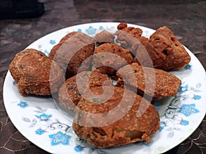 golden aloo bonda aerial shot