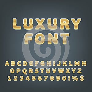 Golden alphabet. Luxury font photo