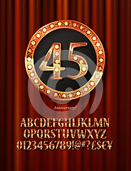 Golden alphabet with show lamps isolated