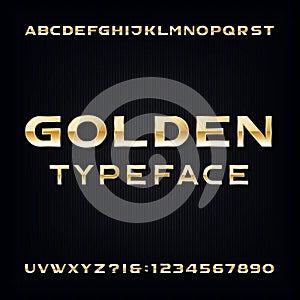 Golden Alphabet Vector Font. Modern metallic bold letters and numbers