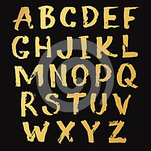 Golden Alphabet A-Z hand written with a brush