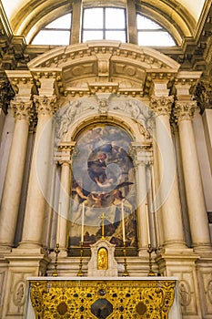 Golden Altar Santa Maria della Salute Church Basilica Venice Italy
