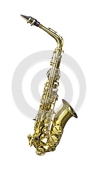 Golden alto saxophone isolated