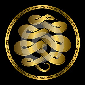 Golden Anaconda snake medallion