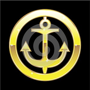 Golden Anchor Logo Vector
