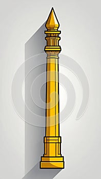 Golden Ancient Column Pillar Architecture Structure with Minimal Background