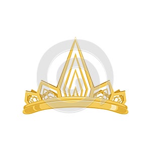 Golden ancient crown for king or monarch, queen or princess tiara vector Illustration