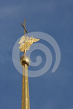 Golden angel in heaven - the symbol of the city of St. Petersburg.