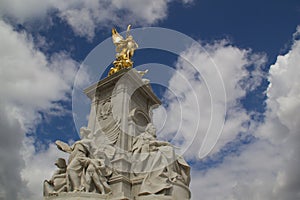 Golden angel statue on Queen Victoria monument in London