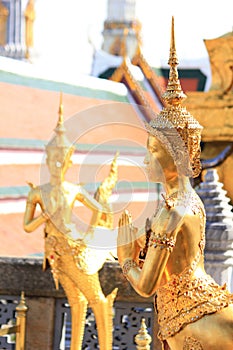 Golden Angel Statue at Wat Phra Kaew in Bangkok