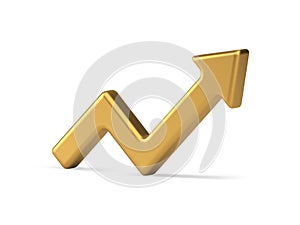 Golden angle arrow up point positive dynamic trend profit growth realistic 3d icon vector