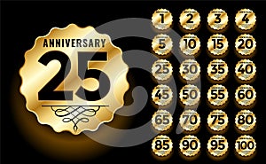 Golden anniversary label and emblems logotype set