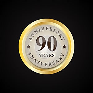 golden anniversary round badge design vector