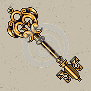 Golden antique elegant key