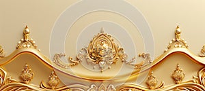 Golden arabesque elegance, islamic art design symbolizing prosperity, regal beauty on a background.