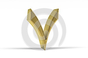 Golden Arabic numeral - three dimensional Arabic numeral on white background