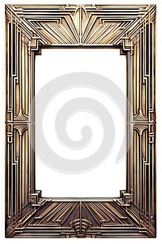 Golden art deco frame with ornament. Retro golden art deco or art nouveau frame in roaring 20s style.
