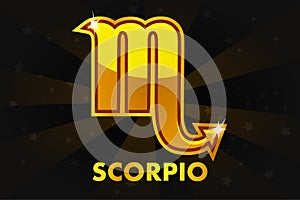 Golden Astrology Signs On Black background, Zodiac Scorpio