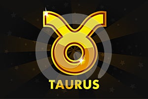 Golden Astrology Signs On Black background, Zodiac Taurus