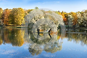 Golden autumn in the Gatchina park, St. Petersburg, Russia