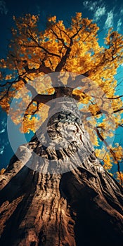 Golden Autumn Tree: A Hyperrealistic Fantasy In Gigantic Scale