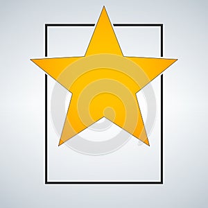 Golden award star template with frame. Vector illustration isolated on modern background. photo