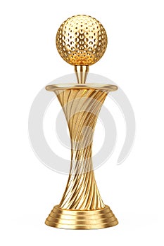 Golden Award Trophy Golf Ball on Tee. 3d Rendering