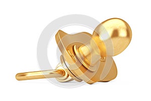 Golden Baby`s Dummy Pacifier. 3d Rendering