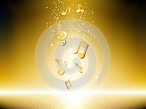 Golden background with music notes