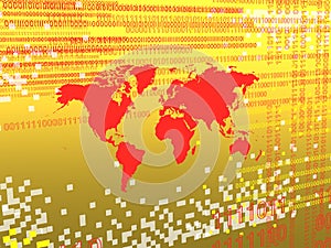 GOLDEN background with  pixels AND RED WORLD MAP photo