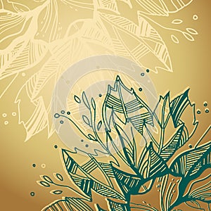 Golden background with plants