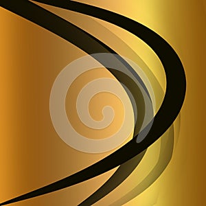 Golden background. Wavy thin elegant stripes.