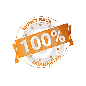 Golden Badge Money Back With Guarantee 100 Percent Seal Stamp Isolated