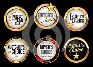 Golden badges collection of customers editors and buyers choice