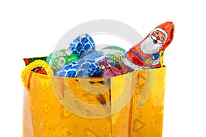 Golden bag with Christmas candy