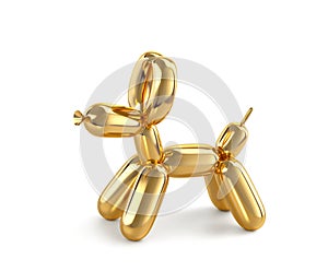 Golden balloon dog isolated on white. Clipping path included