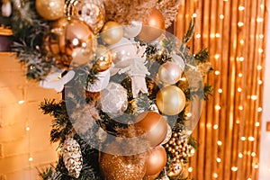 Golden balls on the Christmas tree