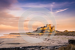 Golden Bamburgh Castle