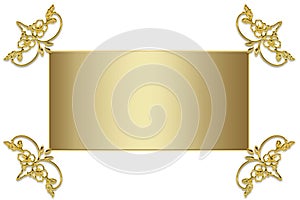 Golden banner on metallic background , ornamental baroque frame,