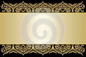 Golden banner on metallic background , ornamental baroque frame,