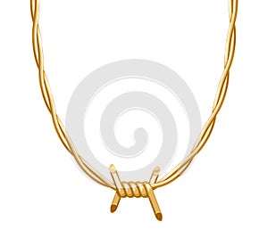 Golden barbed wire necklace. Jewelry design. Vector illustration.