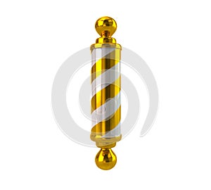 Golden Barber shop pole 3d illustration