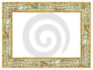 Golden Baroque Frame with light green patina photo