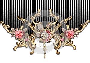 Golden baroque, tasseled belt, chain belt pattern