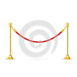 Golden barricade with red rope - barrier rope, vip